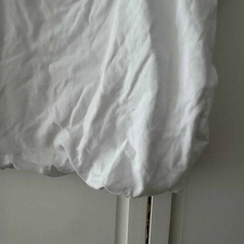 Zara White Cropped Top Structured Cotton Puff Shoulder Medium - Picture 10 of 10